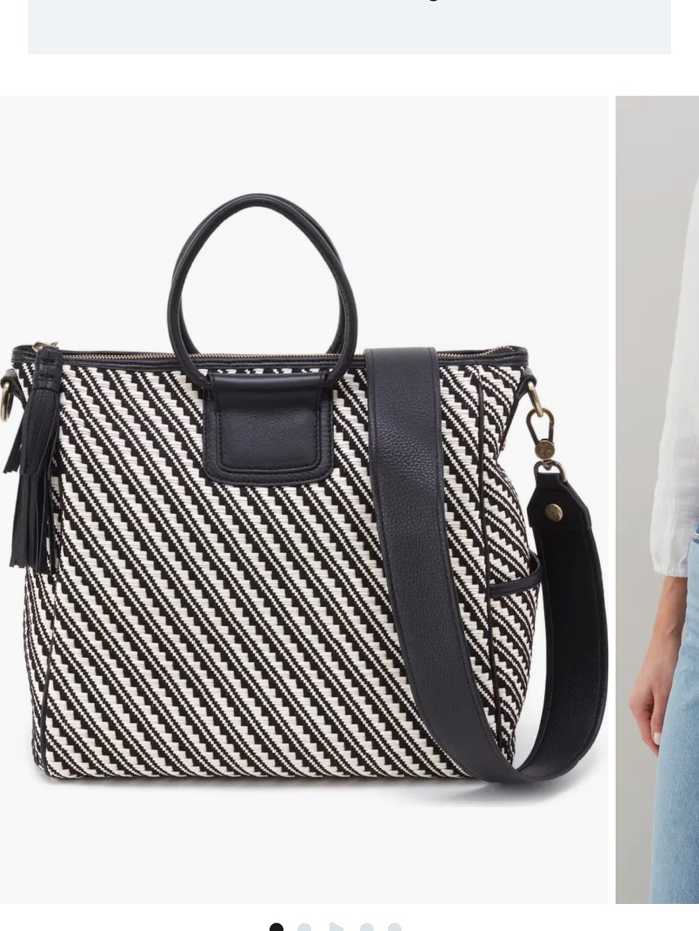 Hobo Sheila Satchel tote black and white weave